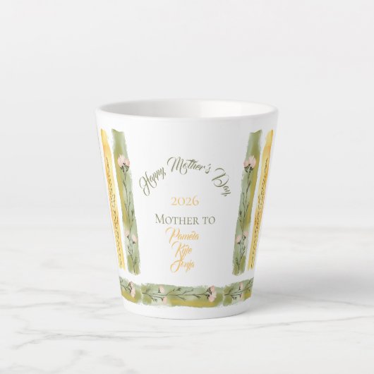 Mother's Day 2026 Brush Strokes Wildflowers  Milchtasse (Vorderseite)