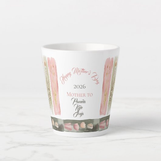 Mother's Day 2026 Brush Strokes Wildflowers Milchtasse (Vorderseite)