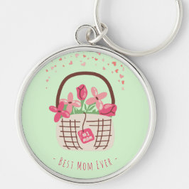 Mother's Day,Best Mom Ever, with Beautiful Flower Schlüsselanhänger