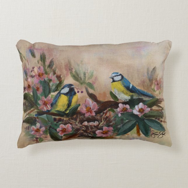 "Mothers Day Birds" Accent Pillow Dekokissen (Vorderseite)