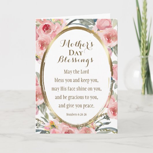 Mother's Day Blessings Bible Verse Elegant Floral Karte (Vorderseite)