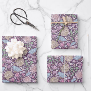 Mother's Day Blume Mums Crocus japanische Fans Geschenkpapier Set