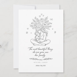 Mothers Day Botanical Line Art Card Floral Mom  Feiertagskarte