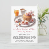 Mother's Day Breakfast Einladung - Pancakes Rose (Stehend Vorderseite)