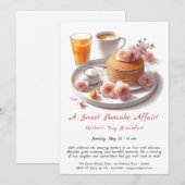 Mother's Day Breakfast Einladung - Pancakes Rose (Vorne/Hinten)