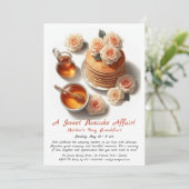 Mother's Day Breakfast Einladung - Pancakes Rose (Stehend Vorderseite)