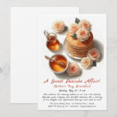 Mother's Day Breakfast Einladung - Pancakes Rose (Vorne/Hinten)