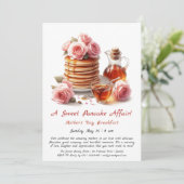 Mother's Day Breakfast Einladung - Pancakes Rose (Stehend Vorderseite)
