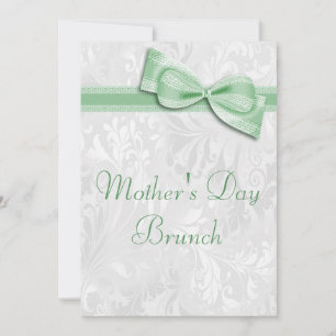 Mother's Day Brunch Damask and Faux Bow Einladung
