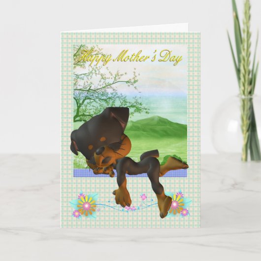 Mother's Day Card, with little Rottweiler dog Karte (Vorderseite)