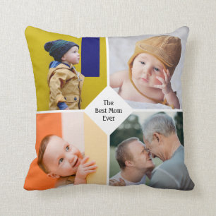 Mothers Day Chic Moderne Mama Familienfoto Collage Kissen