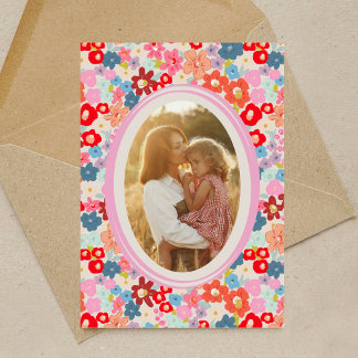 Mother's Day Custom Photo Bright Floral Garden Karte