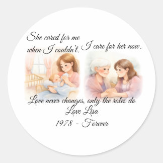 Mother's Day Elders Care Throw Pillow Runder Aufkleber