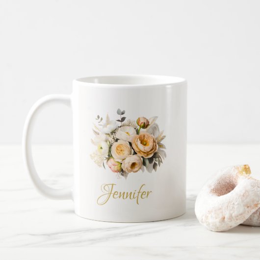 Mother's Day Floral Mug Personalized Gift Kaffeetasse (Mit Donut)
