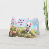 Mothers Day General with Cute White Kitten  Karte (Vorderseite)