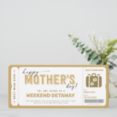 Mother's Day Gift Ticket Weekend Getaway Voucher Einladung (Stehend Vorderseite)