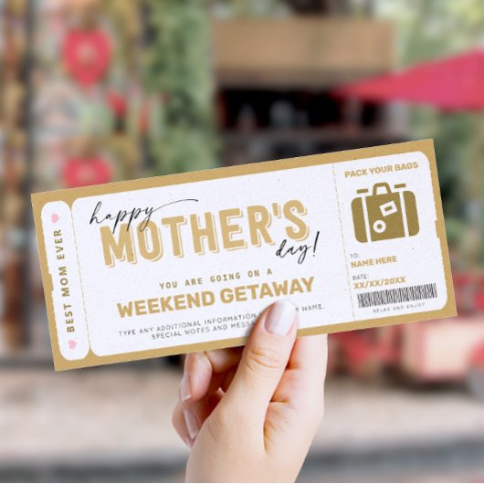 Mother's Day Gift Ticket Weekend Getaway Voucher Einladung