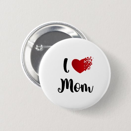 Mother's Day I Love Mom Heart Explosion Gift Button (Vorne & Hinten)
