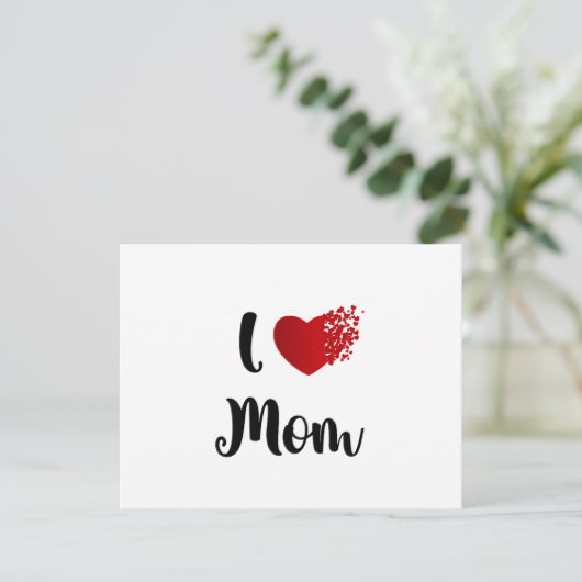 Mother's Day I Love Mom Heart Explosion Gift Dankeskarte (Stehend Vorderseite)