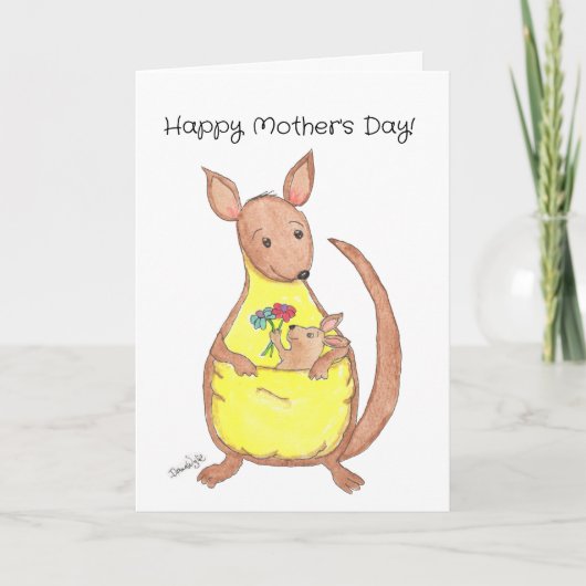 Mother's Day Kangaroo and Baby Karte (Vorderseite)