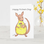 Mother's Day Kangaroo and Baby Karte (Gelbe Blume)