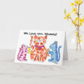 Mother's Day Momma Cat and Kittens Karte (Gelbe Blume)