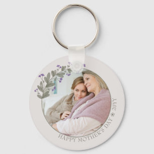 Mother's Day Photo Pretty Purple Wildflower Frame Schlüsselanhänger