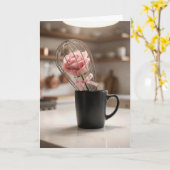 Mother's Day Pink Rose In Wire Whisk Karte (Gelbe Blume)