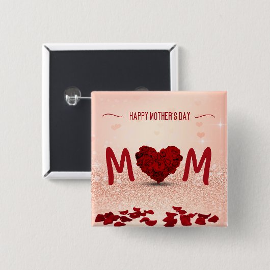 Mother's Day Rose Heart Bouquet - Button (Vorne & Hinten)