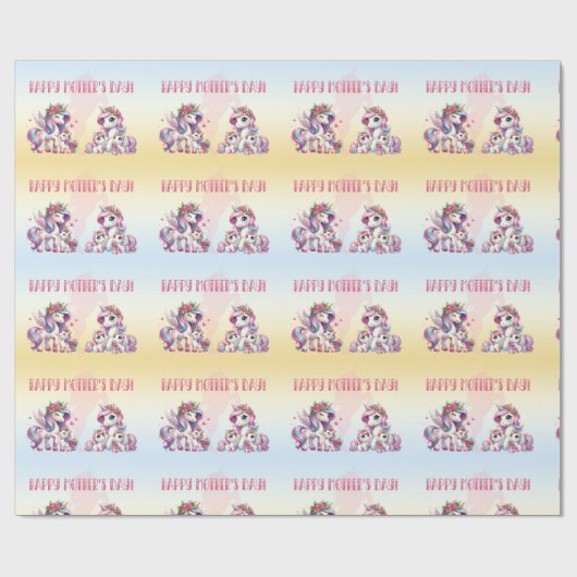 Mother's Day Unicorn-Themed Party Geschenkpapier (Flach)