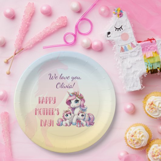 Mother's Day Unicorn-Themed Party Pappteller (Party)