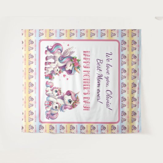Mother's Day Unicorn-Themed Party Wandteppich (Vorderseite (Horizontal))