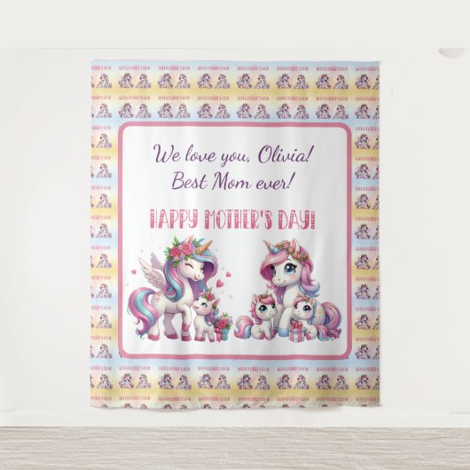 Mother's Day Unicorn-Themed Party Wandteppich (Vorderseite)