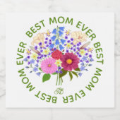 Mother's Day With Blumenstrauss Schaumweinetikett (Einzelnes Label)