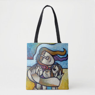 Mothers Hug Contemporary Cubist Artistic Tote Bag Tasche