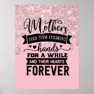 Mothers Inspirational Pink Drilling Glitzer Poster