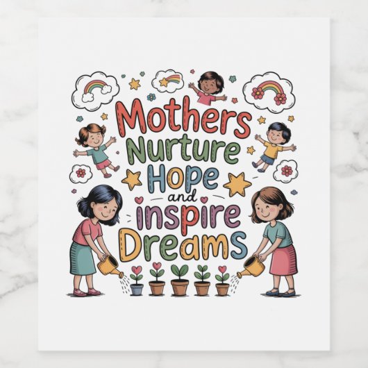 Mothers Nurture Hope And Inspire Dreams Weinetikett (Einzelnes Label)