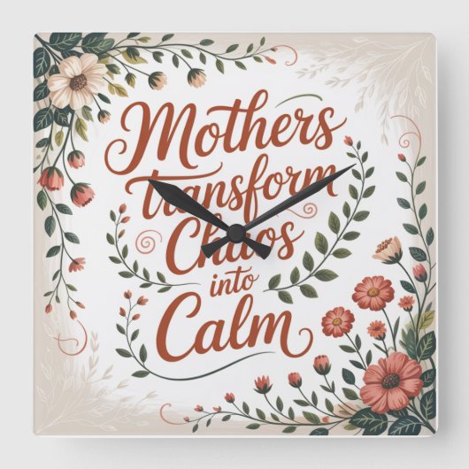 Mothers Transform Chaos Into Calm Quadratische Wanduhr (Vorderseite)