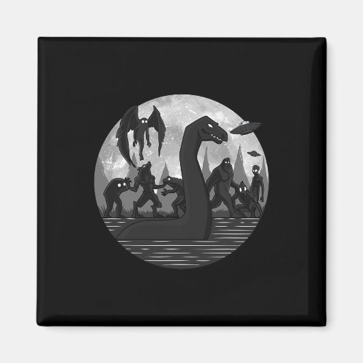 Mothman Bigfoot Loch Ness Monster Außerirdischen U Magnet (Vorne)