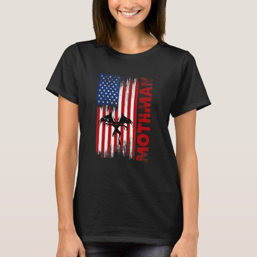 Mothman Cryptid Cryptozoology American Flag T-Shirt (Vorderseite)