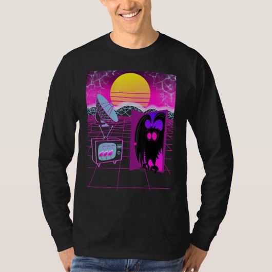Mothman Figure Cryptid Vapor Wave Art T-Shirt (Vorderseite)
