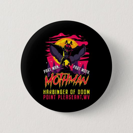 Mothman Fun Cryptid Harbinger Part Man Part Moth Button (Vorderseite)