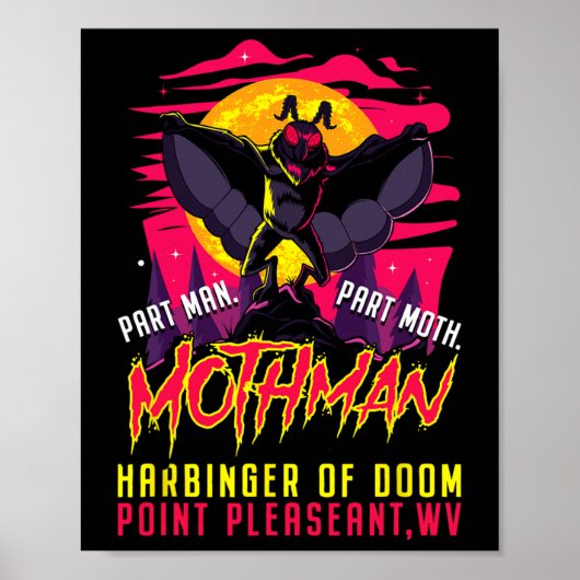 Mothman Fun Cryptid Harbinger Part Man Part Moth Poster (Vorne)