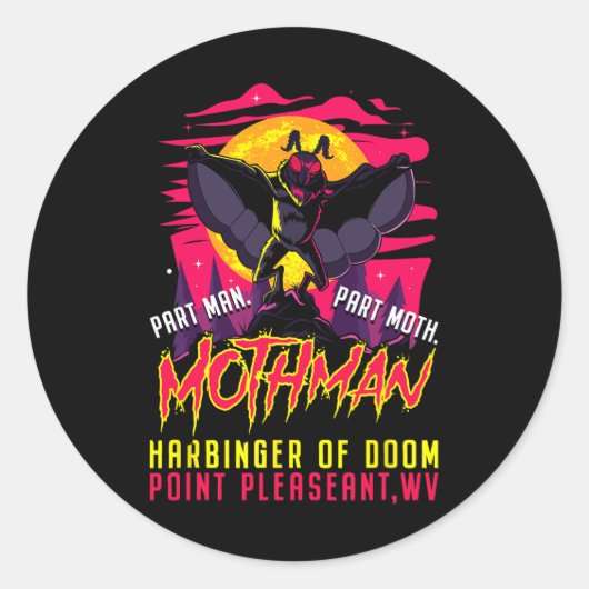 Mothman Fun Cryptid Harbinger Part Man Part Moth Runder Aufkleber (Vorderseite)