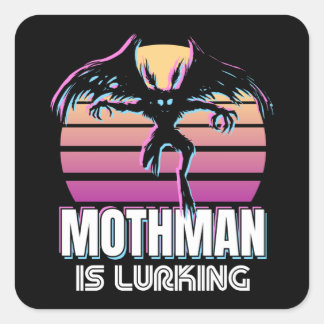 Mothman lauert 80er Cryptid Gift Quadratischer Aufkleber