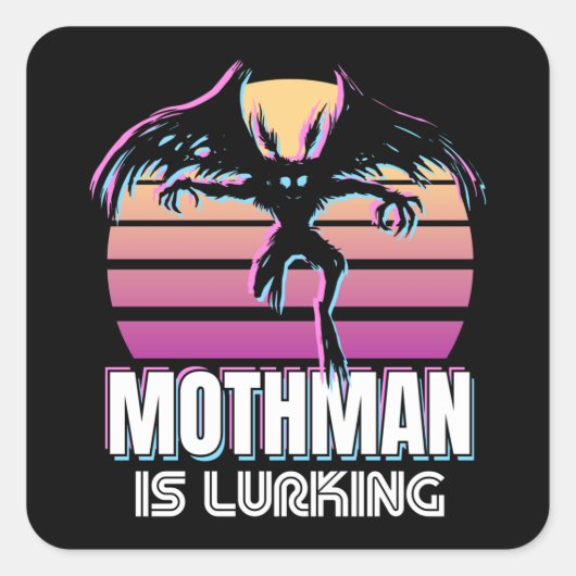 Mothman lauert 80er Cryptid Gift Quadratischer Aufkleber (Vorderseite)