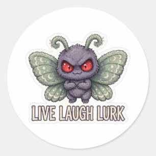 Mothman Live Laugh Lauer Süßer Kryptid-Rundaufkleb Runder Aufkleber