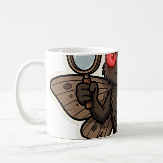 Mothman-Meme-Untersuchung Kaffeetasse (Links)