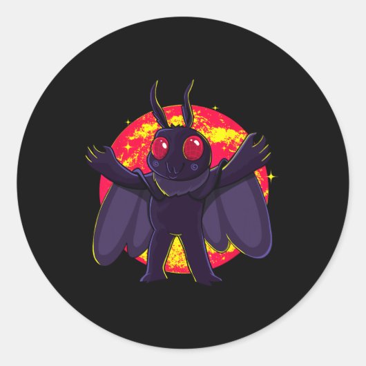 Mothman Niedlich Cryptid Creatures Point Pleasant Runder Aufkleber (Vorderseite)