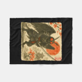 Mothman Samurai Japanese Warrior Costume Sumi-e Ar Fleecedecke (Vorderseite (Horizontal))